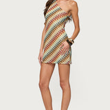 Agua Zigzag One Shoulder Mini Dress