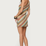Agua Zigzag One Shoulder Mini Dress