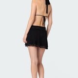 Danny Open Back Sheer Lace Mini Dress