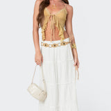 Yola Embroidered Tie Front Top
