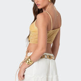 Yola Embroidered Tie Front Top