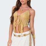 Yola Embroidered Tie Front Top