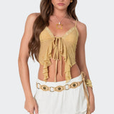 Yola Embroidered Tie Front Top