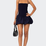 Ribbed Bubble Skirt Mini Dress