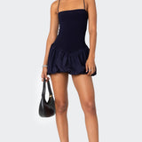 Ribbed Bubble Skirt Mini Dress