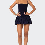 Ribbed Bubble Skirt Mini Dress