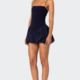 Ribbed Bubble Skirt Mini Dress