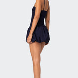 Ribbed Bubble Skirt Mini Dress
