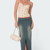 Indira Printed Cupped Lace Up Corset