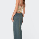 Indira Printed Cupped Lace Up Corset