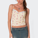 Indira Printed Cupped Lace Up Corset