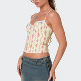 Indira Printed Cupped Lace Up Corset