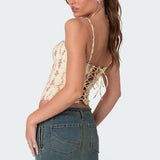 Indira Printed Cupped Lace Up Corset