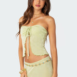Milan Gathered Split Front Tube Top