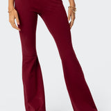 Contrast Fold Over Flared Leggings