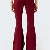 Contrast Fold Over Flared Leggings