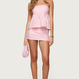 Avalai Linen Look Strapless Babydoll Top