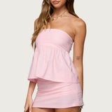 Avalai Linen Look Strapless Babydoll Top