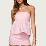 Avalai Linen Look Strapless Babydoll Top
