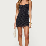 Polka Dot Cupped Chiffon Mini Dress