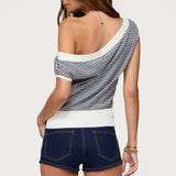 Lottey Striped Off Shoulder Knit Top