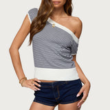 Lottey Striped Off Shoulder Knit Top