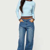 Contrast Layered Look Long Sleeve T Shirt