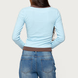 Contrast Layered Look Long Sleeve T Shirt