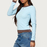 Contrast Layered Look Long Sleeve T Shirt