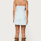 Tiered Ruffle Striped Mini Dress