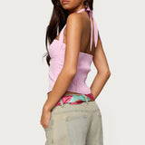 Caitie Striped Buckle Halter Top