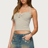 Lovina Textured Striped Halter Top