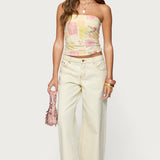 Cicilla Vintage Mixed Print Tube Top
