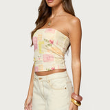 Cicilla Vintage Mixed Print Tube Top