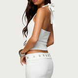 Havana Grommet Ribbed Halter Top