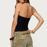 Textured Knit Strapless Cutout Top