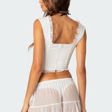 Button Front Lacey Corset