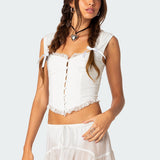 Button Front Lacey Corset