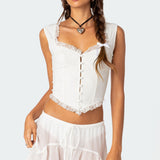 Button Front Lacey Corset