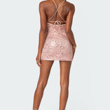 Ballerina Lace Up Sequin Mini Dress