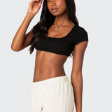 Square Neck Ribbed Crop Top