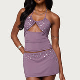 Luana Studded Cut Out Halter Top