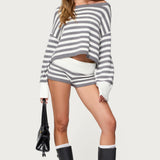 Saphi Striped Foldover Knit Shorts