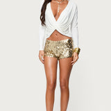 Draped V Neck Long Sleeve Top