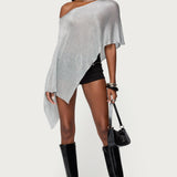 Azalia Asymmetric Knit Poncho