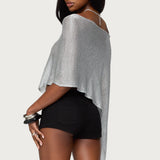 Azalia Asymmetric Knit Poncho