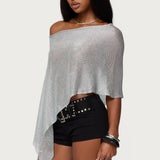 Azalia Asymmetric Knit Poncho