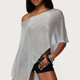 Azalia Asymmetric Knit Poncho