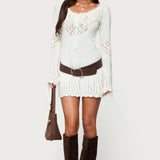 Shaia Pointelle Knit Mini Dress