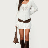Shaia Pointelle Knit Mini Dress